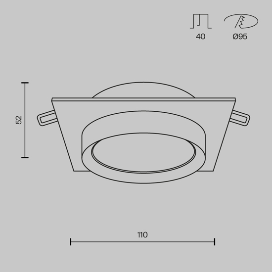 Faretto da incasso a soffitto nero oro gx53 maytoni hoop
