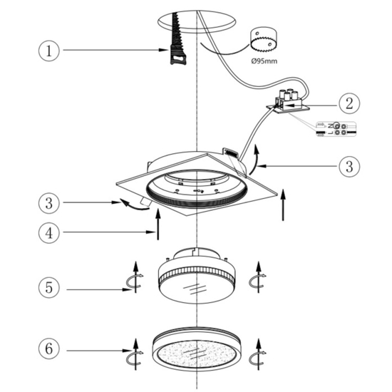 Faretto da incasso a soffitto nero oro gx53 maytoni hoop