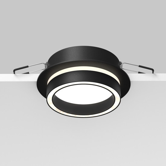 Faretto da incasso led gx53 nero rotondo a soffitto maytoni orlo
