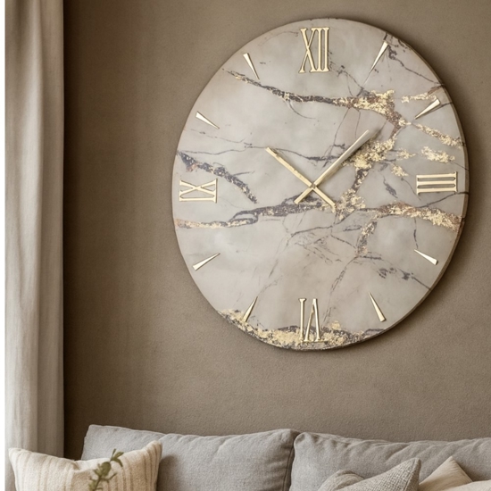 Orologio da parete 60cm elegance gold tondo moderno in resina