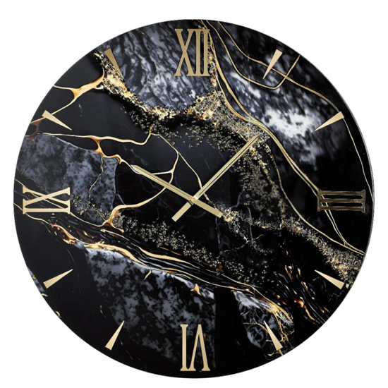 Orologio da parete effetto marmo 60cm particolare nero oro