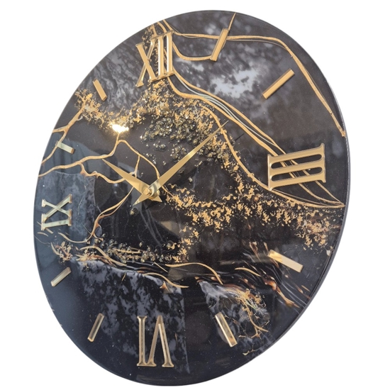 Orologio da parete effetto marmo 60cm particolare nero oro
