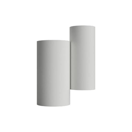 Applique di gesso doppio cilindro bianco luce biemissione