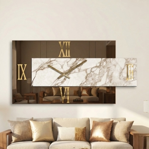 Orologio da parete per salone 90x50 design specchio bronzo resina marmo