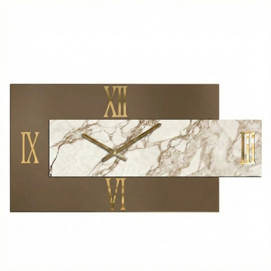 Orologio da parete per salone 90x50 design specchio bronzo resina marmo