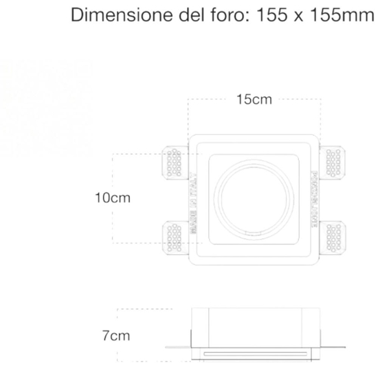 Faretto di gesso quadrato da incasso a soffitto gx53