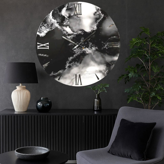 Orologio da parete smoke 60cm design moderno nero bianco