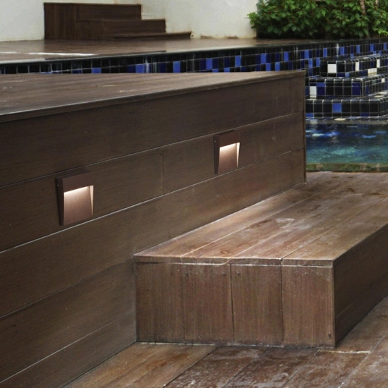 Segnapasso esterno marrone led 3w 4000k quadrato gea luce