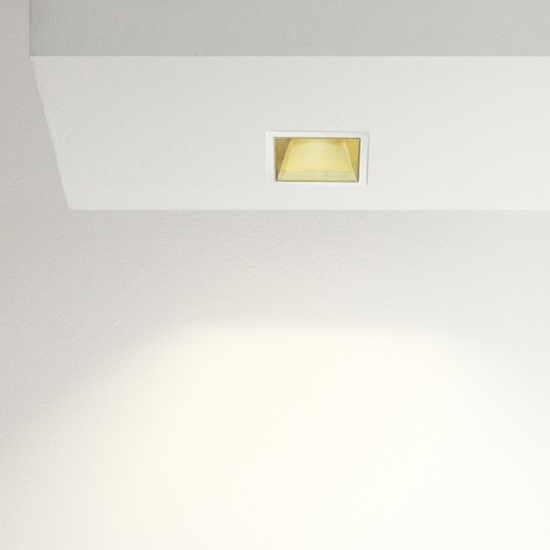 Faretto quadrato da incasso per controsoffitto  bianco oro gea luce