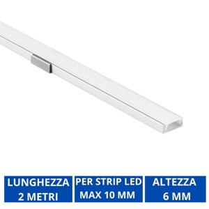 Gea luce profilo plafone bianco 2mt per strip led max 10mm