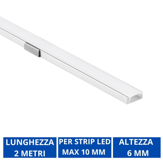Gea luce profilo plafone bianco 2mt per strip led max 10mm