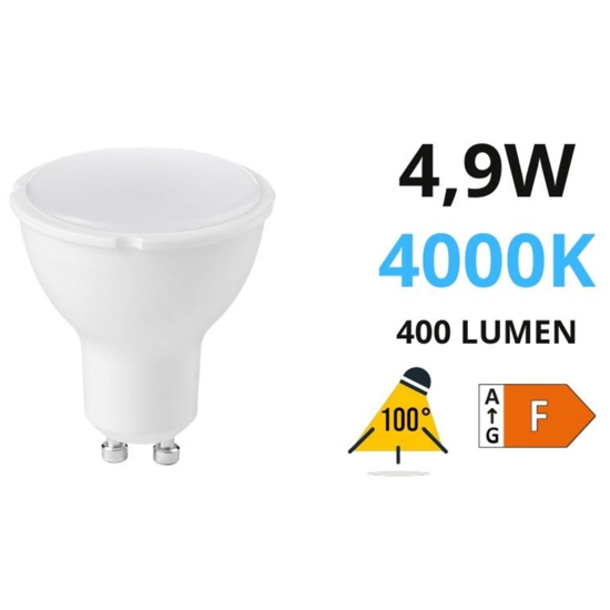 Toplight lampadina led gu10 5w 4000k 400lm ottica 100