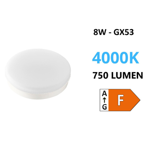 Lampadina gx53 led 8w 4000k 750 lumen diffusore satinato