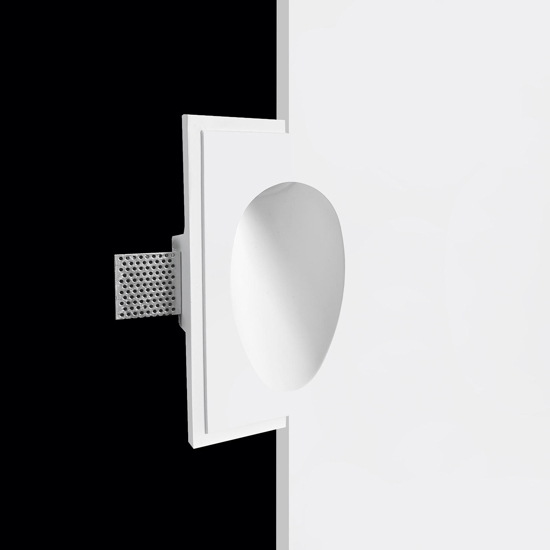 Segnapasso in gesso da incasso bianco ovale