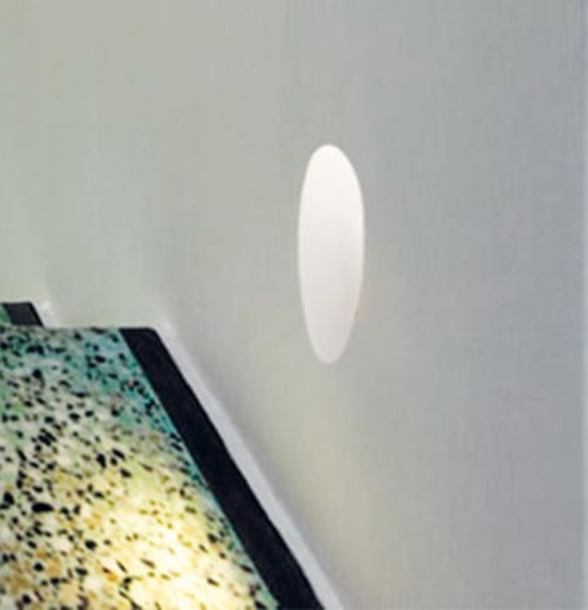 Segnapasso in gesso da incasso bianco ovale