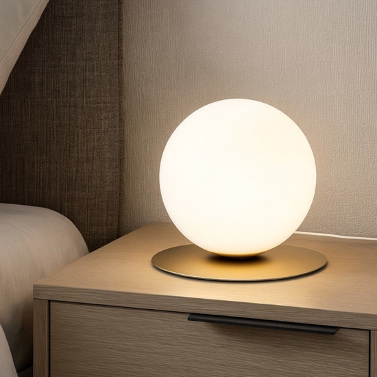 Abatjour da comodino ondaluce snail oro vetro bianco