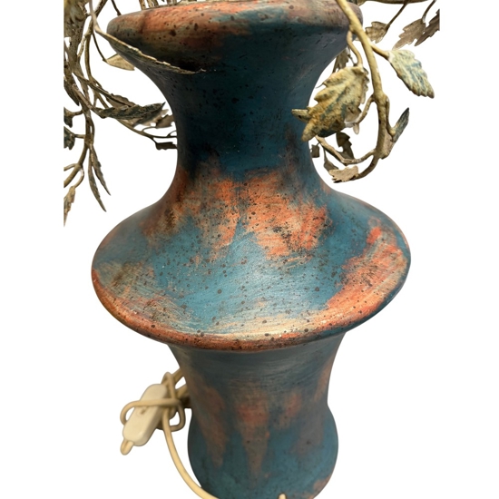 Lume lampada da tavolo mechini firenze ferro battuto gocce di murano celeste
