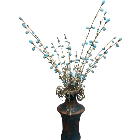 Lume lampada da tavolo mechini firenze ferro battuto gocce di murano celeste
