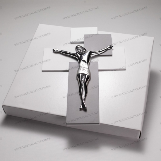 Bongelli preziosi crocifisso da parete 17x12 grigio cristo argento