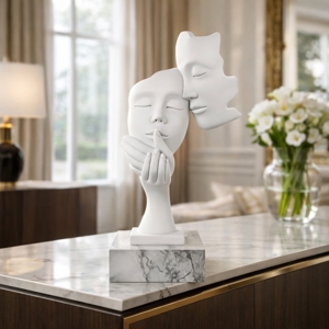 Scultura volti base marmo bianco h40 soprammobile bongelli preziosi