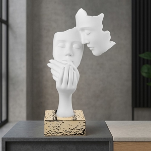 Scultura moderna soprammobile h39 face base oro bongelli preziosi