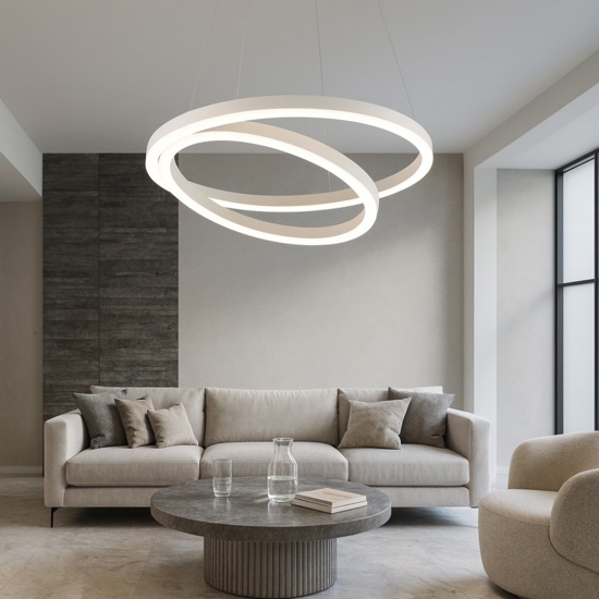 Lampadario led 60w 3000k bianco moderno hurricane vivida