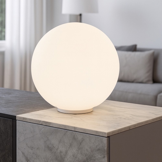 Mapa tl1 d40  lampada da tavolo moderna sfera in vetro bianco