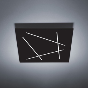 Plafoniera led 31w 3000k vivida flat nero quadrata