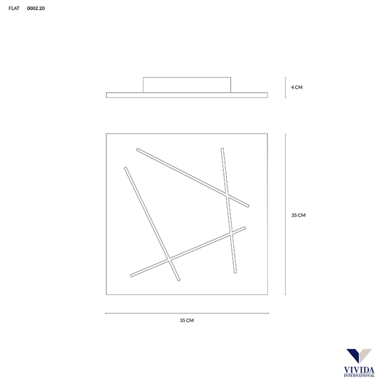 Plafoniera led 31w 3000k vivida flat nero quadrata