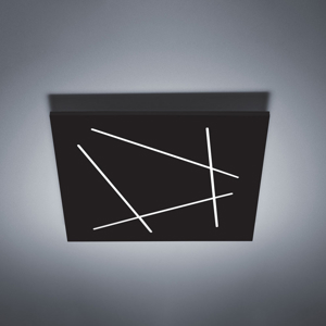 Plafoniera led 42w 3000k nero vivida flat quadrata moderna