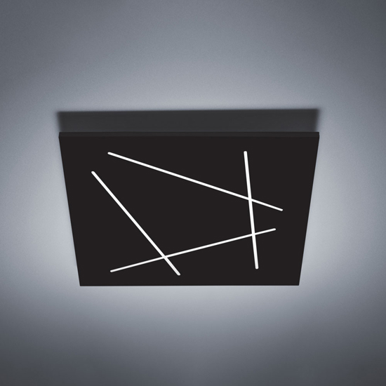 Plafoniera led 42w 3000k nero vivida flat quadrata moderna