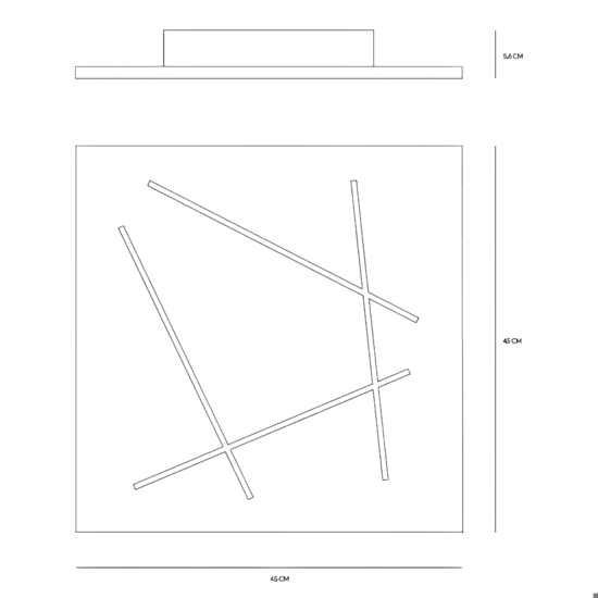 Plafoniera led 42w 3000k nero vivida flat quadrata moderna