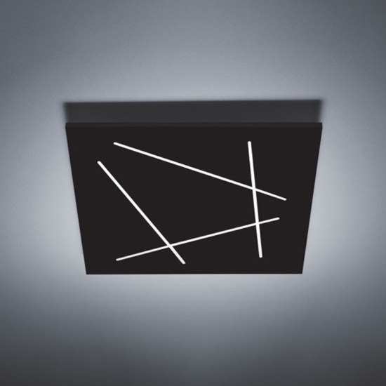 Plafoniera led 51w 3000k vivida flat nero quadrata