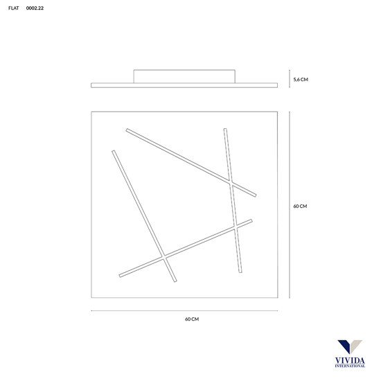 Plafoniera led 51w 3000k vivida flat nero quadrata