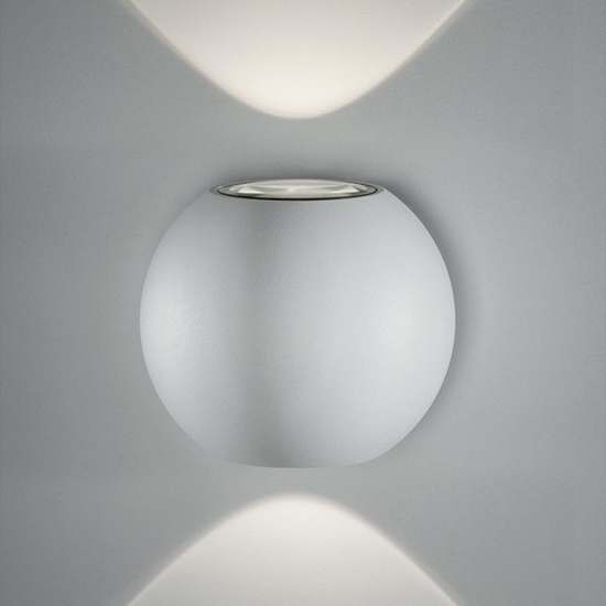 Applique led sfera bianca biemissione 3w 3000k 4000k dimmerabile vivida sky fall
