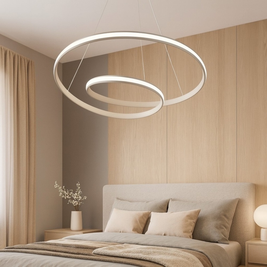Lampadario spirale sabbia per camera da letto led 40w cct dimmerabile circuit vivida