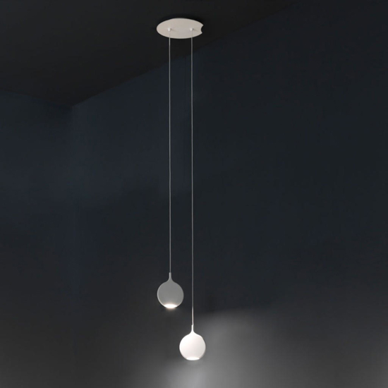 Lampadario moderno due luci vivida smash led 3000k bianco
