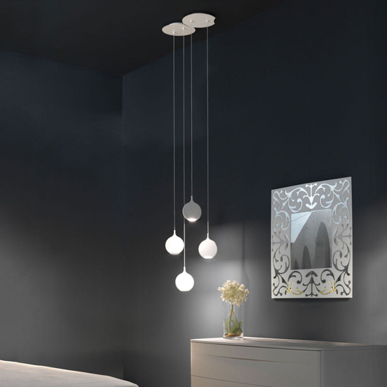 Lampadario moderno due luci vivida smash led 3000k bianco