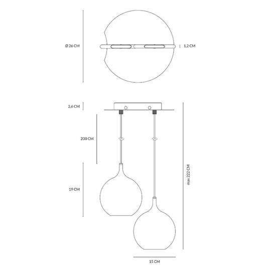 Lampadario moderno due luci vivida smash led 3000k bianco