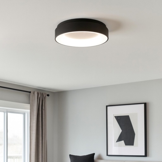 Inner-r plafoniera 48 rotonda nera led 40w 3000k 4000k dimmerabile vivida
