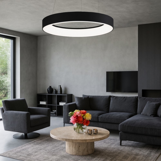 Inner-r vivida 80 lampadario nero led 80w 3000k 4000k dimmerabile