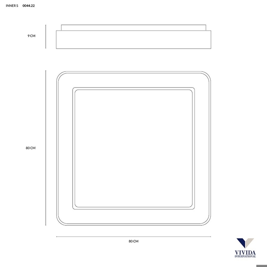 Plafoniera 80 led quadrata 80w 3000k 4000k vivida inner s