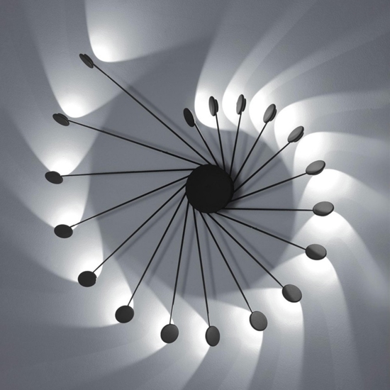 Applique nera led 36w 3000k dimmerabile vivida helix moderna