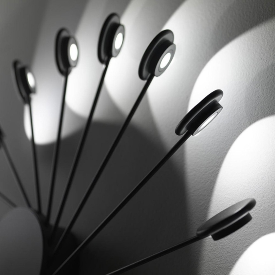 Applique nera led 36w 3000k dimmerabile vivida helix moderna
