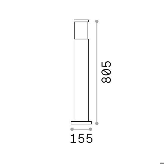 Ideal lux tronco pt1 h80 nero lampioncino per esterni ip65