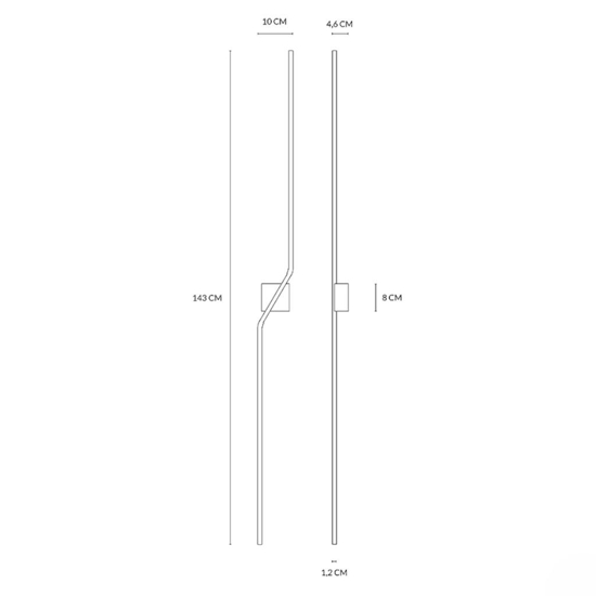 Vivida stick applique da parete moderna minimalista bianca led 3000k