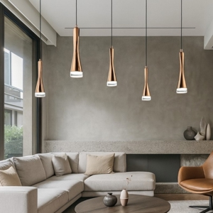 Vivida twist lampadario moderno led 18w 3000k oro rosa