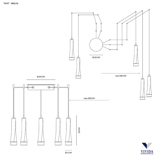 Lampadario design moderno bianco vivida twist led 18w 3000k