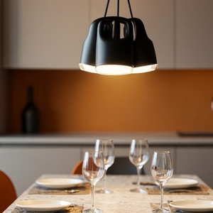 Lampadario per cucina tre luci nero grappolo vivida bag led 12w 3000k