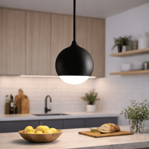 Lampada a sospensione sfera nero led 3000k vivida shallow